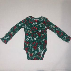 Carter’s - newborn green onesie with red flowers